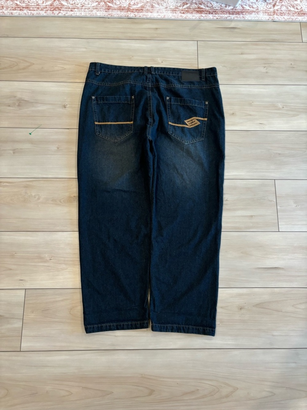 Enyce Crazy Baggy Men's Dark Blue Relaxed Embroidery Straight-Leg Jeans